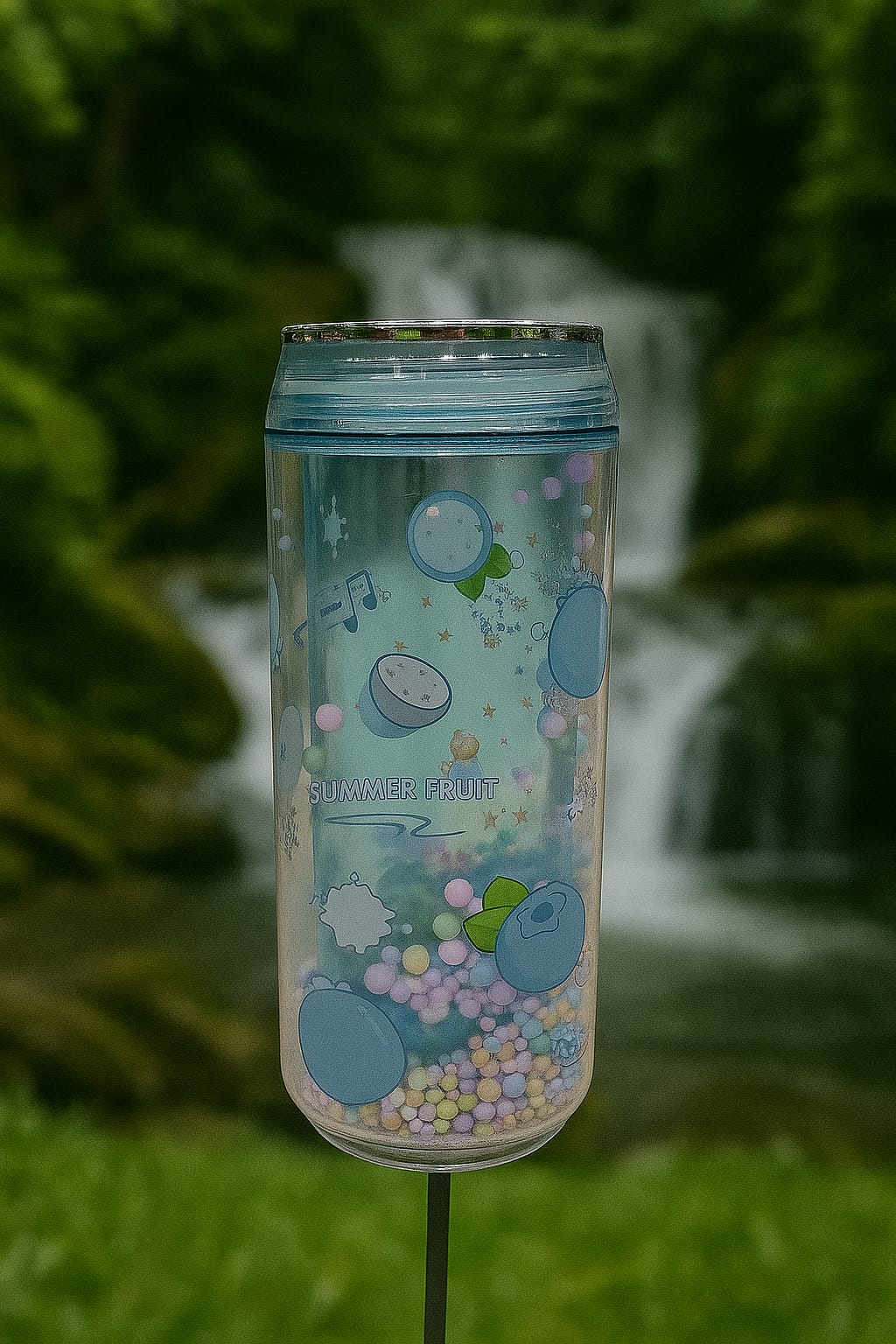 Cool Peach Glitter Tumbler with Straw – Double Wall Sipper Cup for Kids