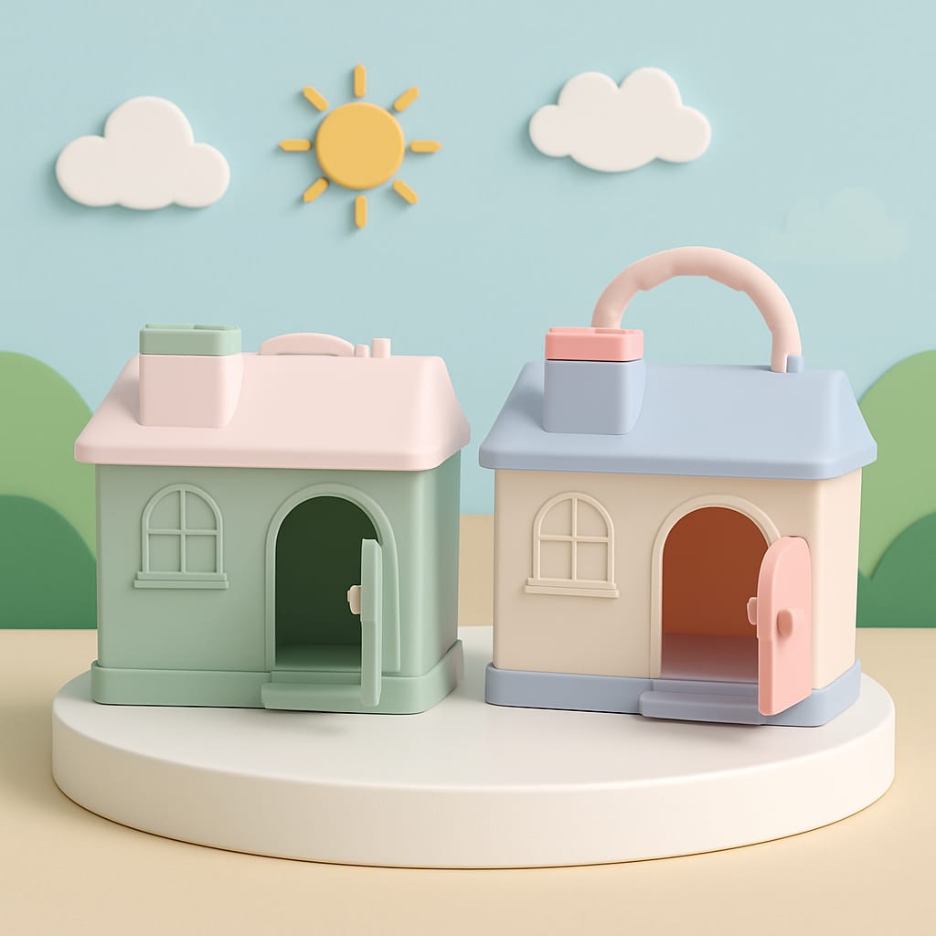 Pastel House Piggy Bank – Cute & Durable Coin Saver for Kids