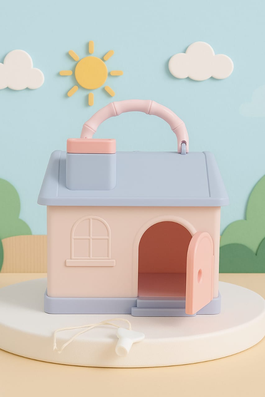 Pastel House Piggy Bank – Cute & Durable Coin Saver for Kids