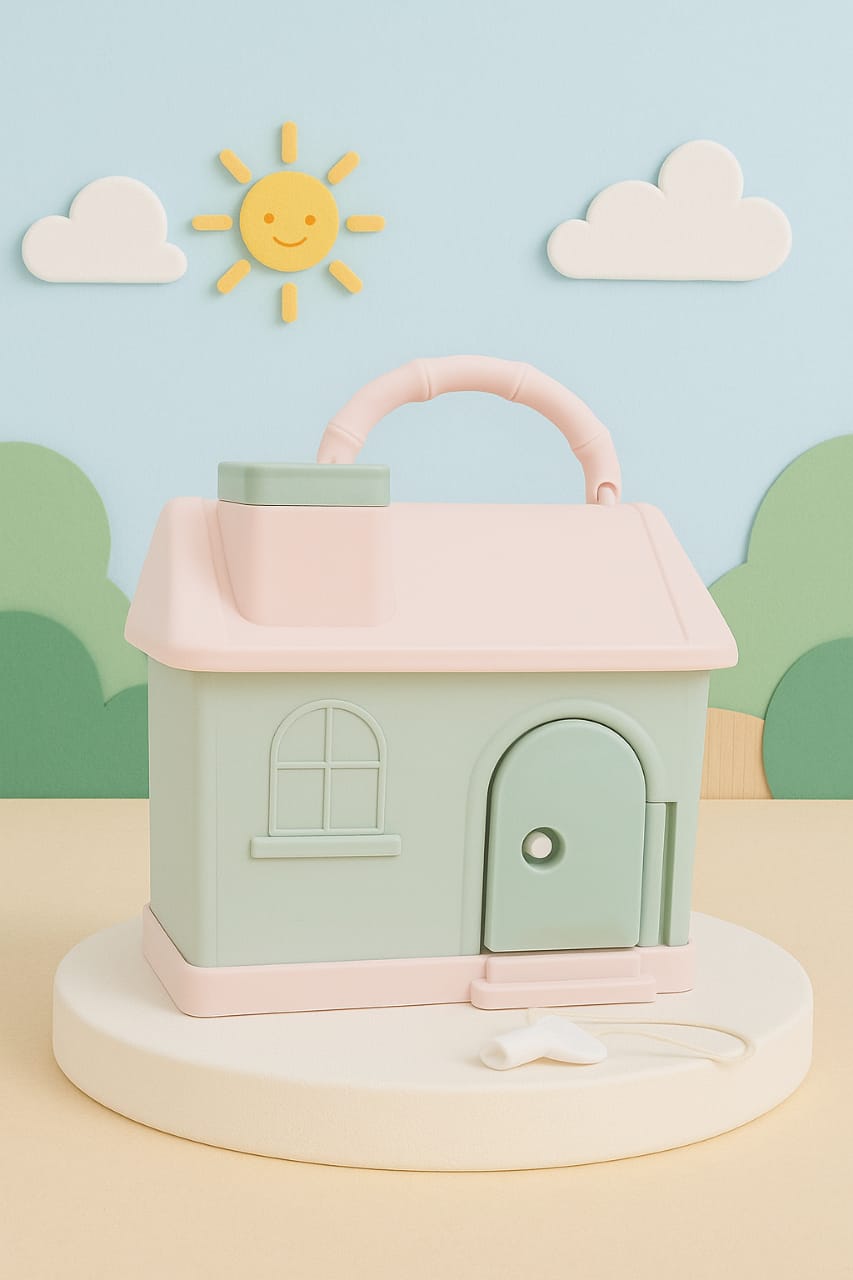 Pastel House Piggy Bank – Cute & Durable Coin Saver for Kids