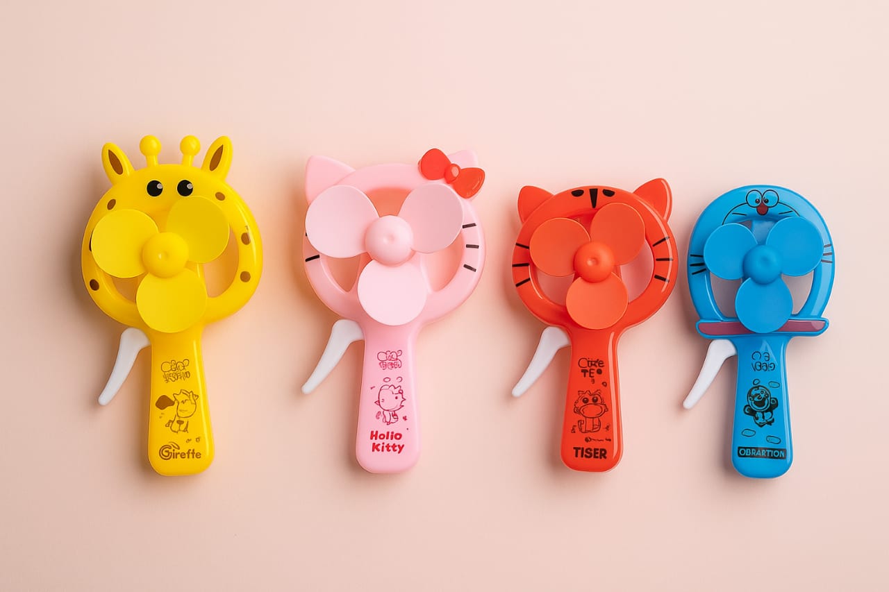 Mini Hand Fan – Cute Cartoon Manual Fan for Kids