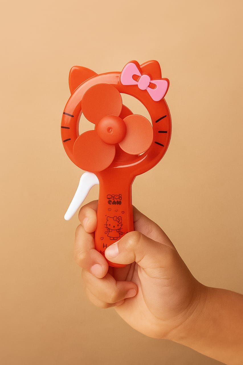 Mini Hand Fan – Cute Cartoon Manual Fan for Kids