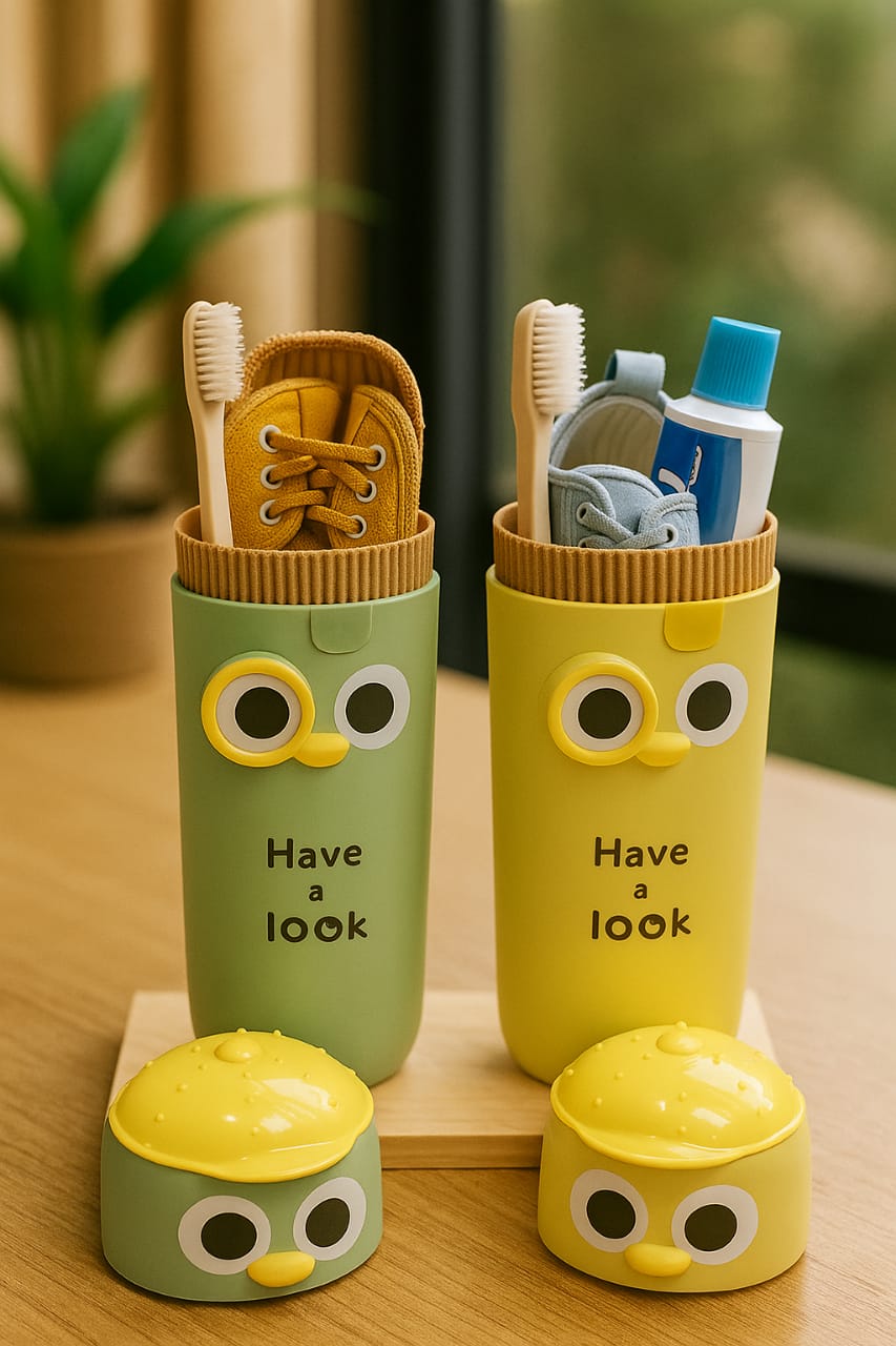 Have a Look" Kids Travel Toothbrush Holder – Cute & Portable Organizer