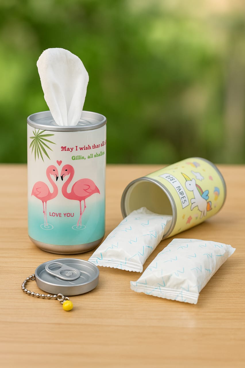 Mini Can Wet Wipes – Cute Travel Wipes in Reusable Can Design (Pack of 1)