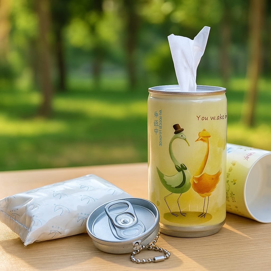 Mini Can Wet Wipes – Cute Travel Wipes in Reusable Can Design (Pack of 1)