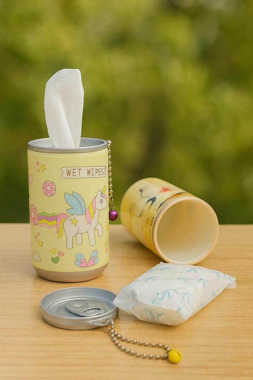 Mini Can Wet Wipes – Cute Travel Wipes in Reusable Can Design (Pack of 1)