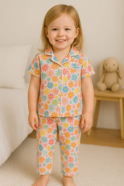 Blossom Dreams Floral Cotton Night Suit for Kids