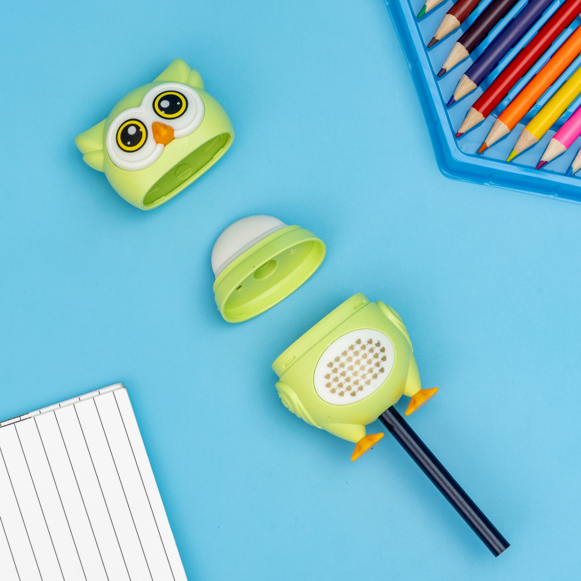 Owl Shaped Sharpener with Eraser – Cute & Colorful Combo for Kids