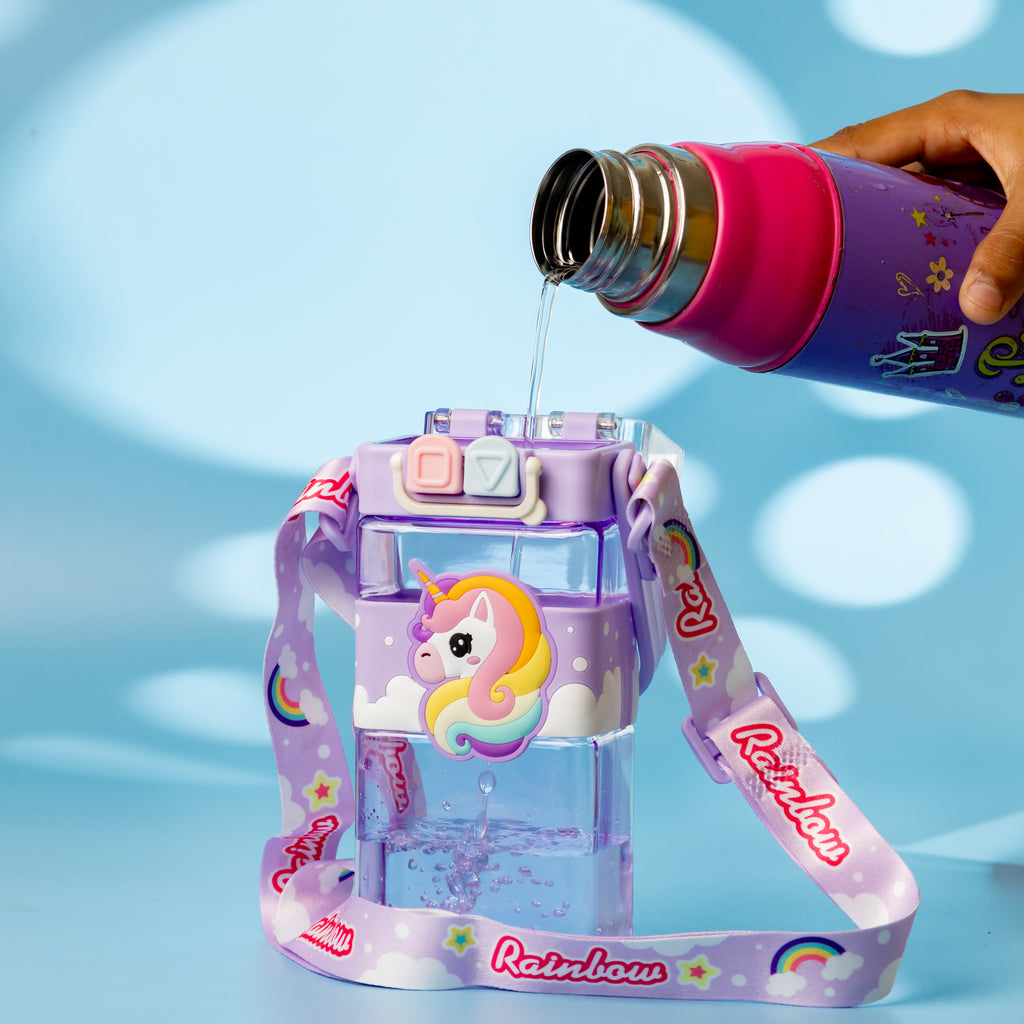 Unicorn Rainbow Water Bottle – Leakproof & Kid-Friendly (500ml)