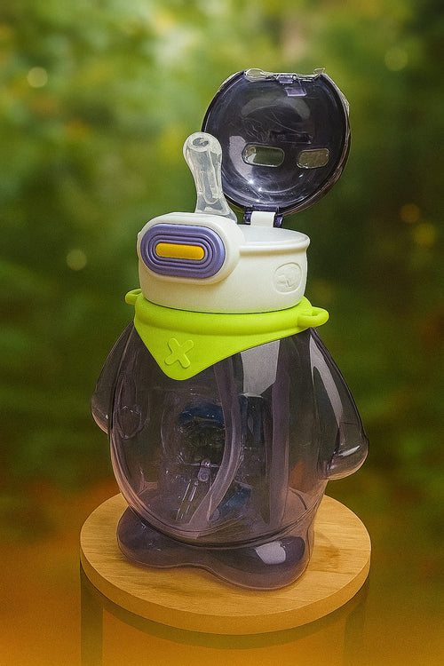 Astronaut Penguin Water Bottle – Kids Leakproof Space Bottle with Fun Stickers