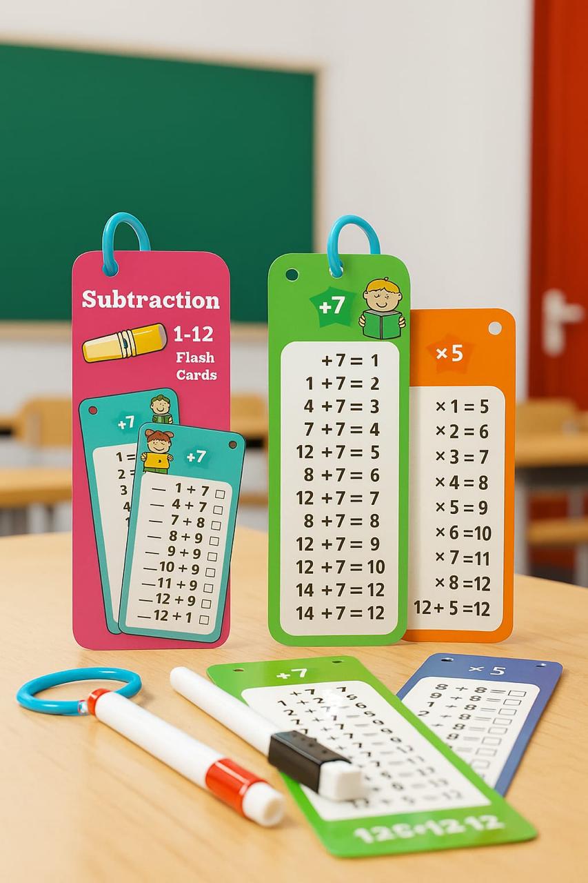 Educational Math Flash Cards Set for Kids (Addition, Subtraction & Multiplication)