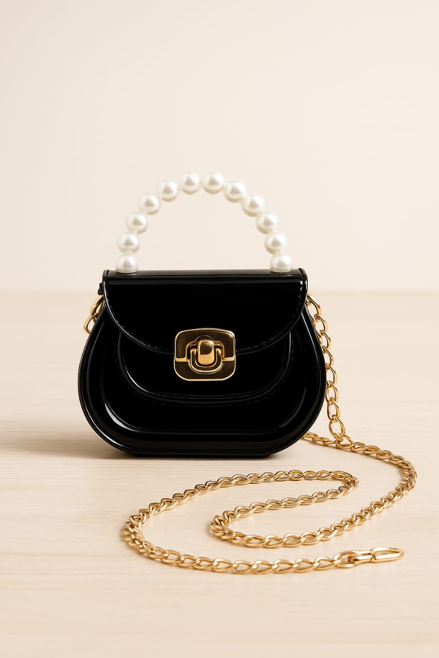 Mini Glossy Handbag for Girls – Stylish Shoulder Bag with Floral Design