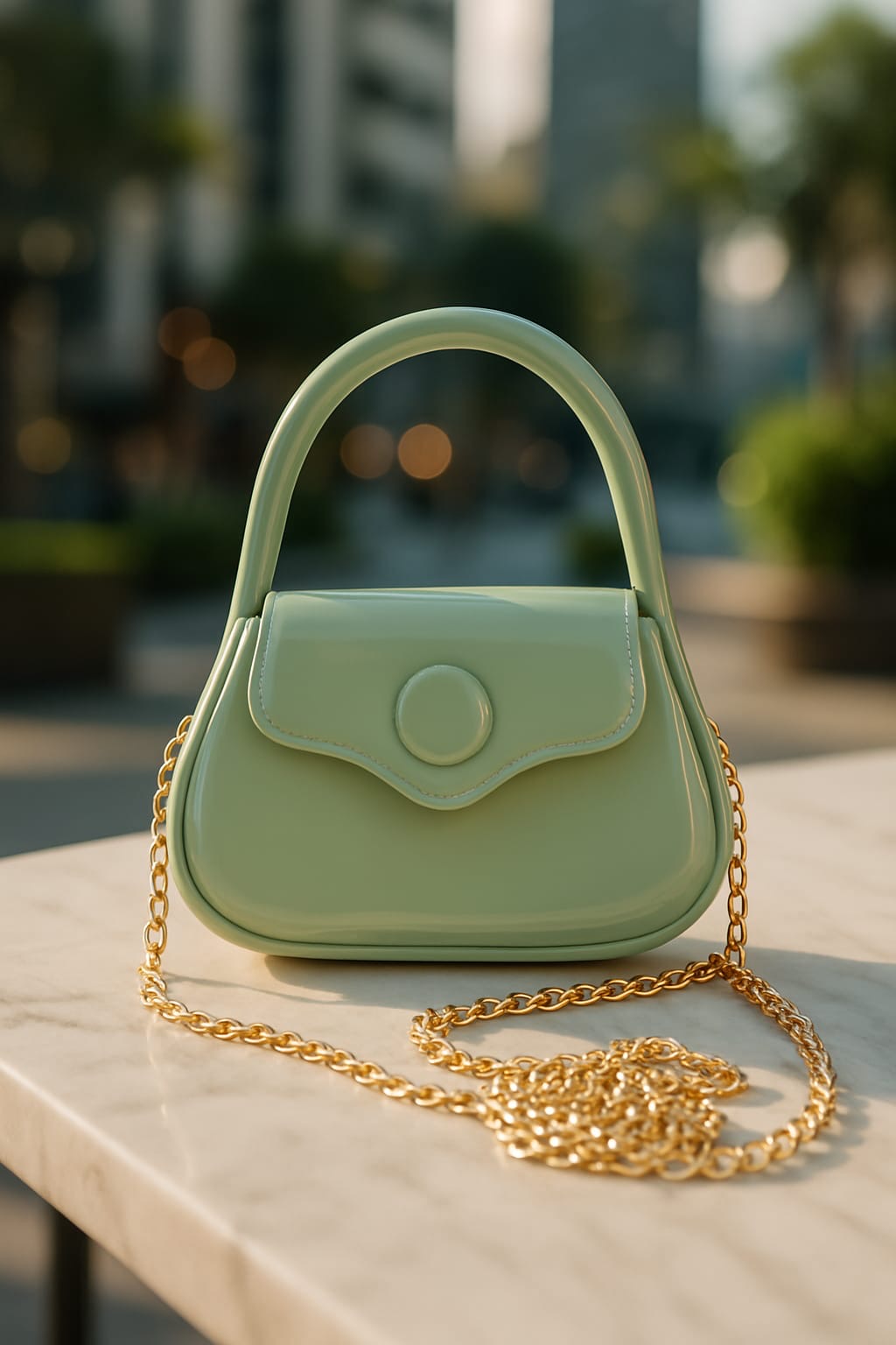 Mini Glossy Handbag for Girls – Stylish Shoulder Bag with Floral Design